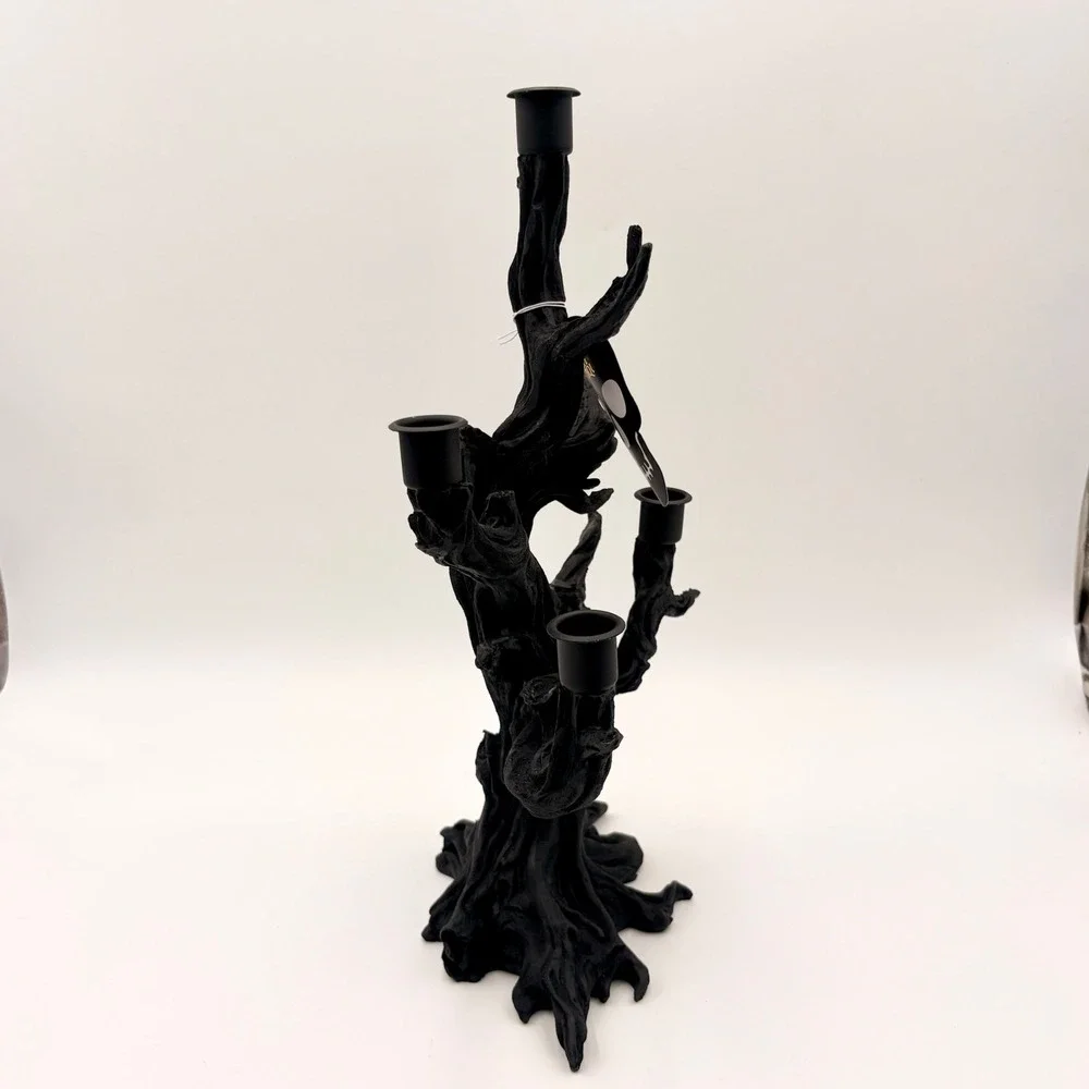 Spooky Boutique Black Gnarled Tree Candelabra 5 Arm Halloween Gothic Decor